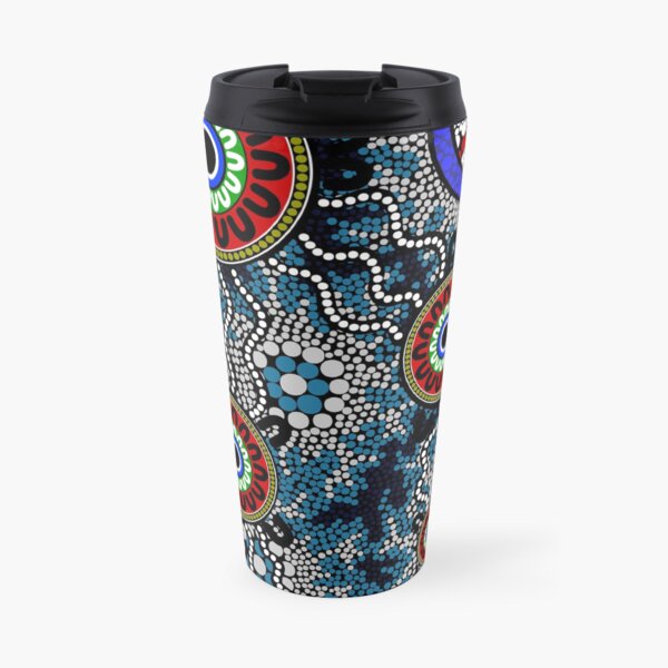 Authentic Aboriginal Art - Camping Dots Travel Mug
