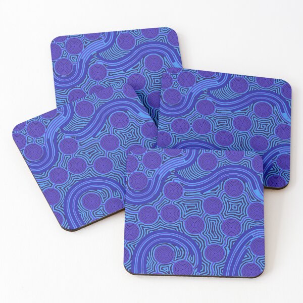 Item preview, Authentic Aboriginal Art – The Rivers around Us (blue) designed and sold by HogarthArts.