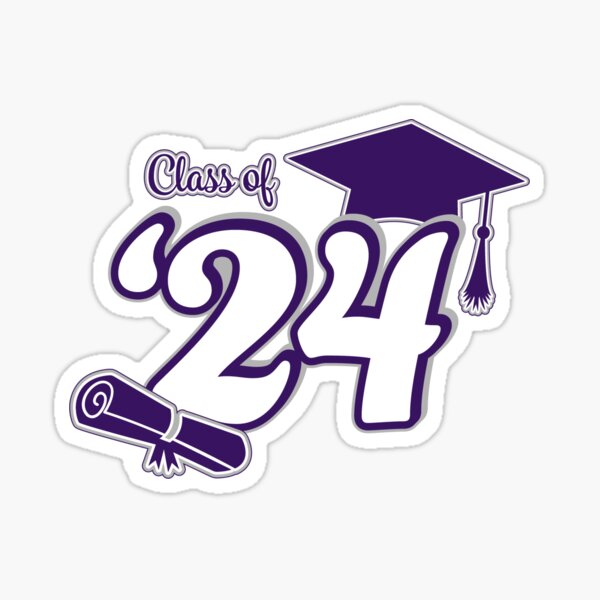 "Class of 2024 Graduation Design (Purple and Grey)" Sticker for Sale by
