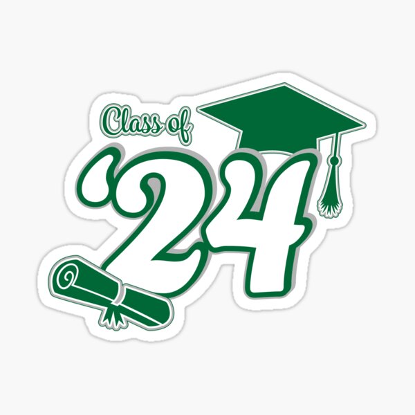"Class of 2024 Graduation Design (Green and Grey)" Sticker for Sale by