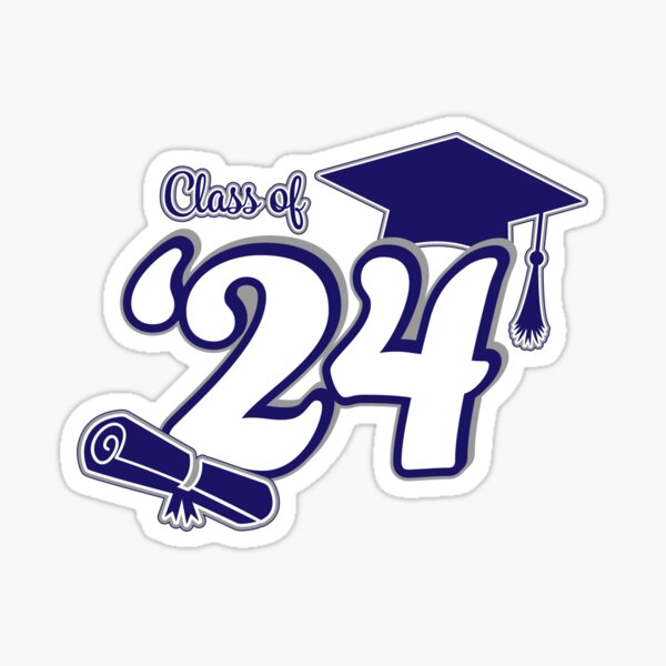"Class of 2024 Graduation Design (Blue and Grey)" Sticker for Sale by