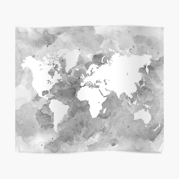 Design 49 World Map grayscale Poster