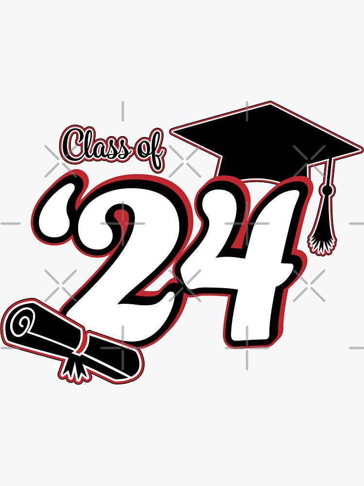 "Class of 2024 Graduation Design (Red and Black)" Sticker for Sale by