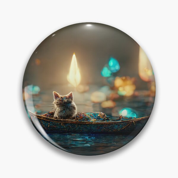 Item preview, Magical Cat Riding a boat At Night. Futuristic Cat Art designed and sold by Pet Shelter.