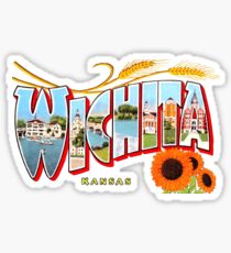 Wichita Kansas Vintage Postcard Decal Sticker