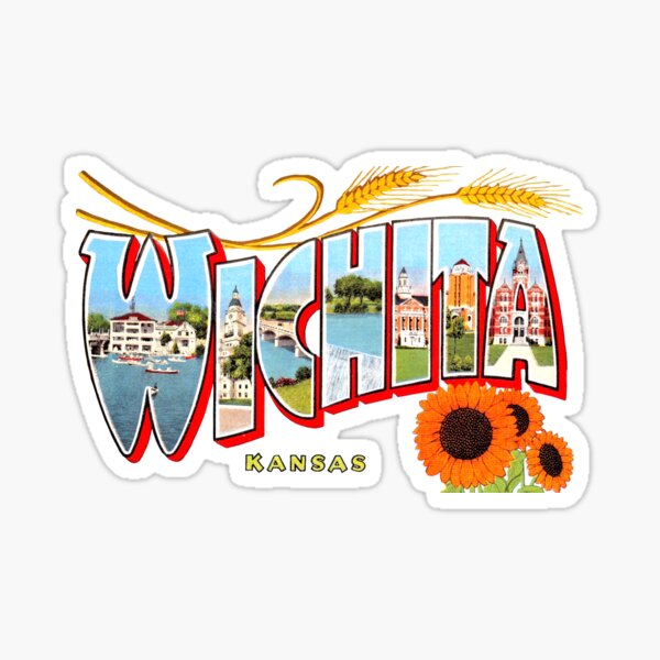 Item preview, Wichita Kansas Vintage Postcard Decal designed and sold by hilda74.