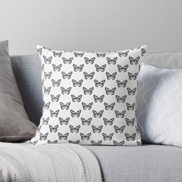 Monarch Butterfly Pattern | Monarch Butterfly | Vintage Butterflies | Butterfly Patterns | Black and White | Throw Pillow