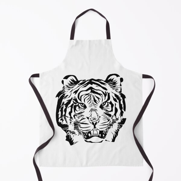 Item preview, Tiger (Black/White, White Border, Sticker, Center, Symmetric, 2800x2800, Transparent White Background) designed and sold by Digital-Davinci.