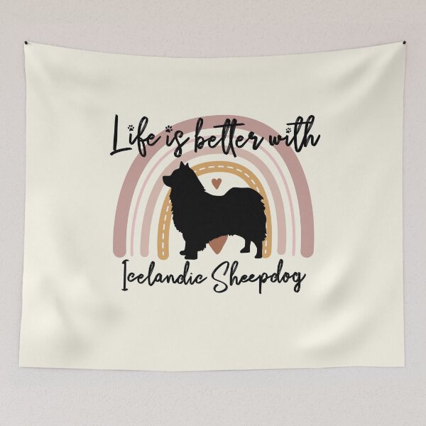 Artikelvorschau, Icelandic Sheepdog Rainbow Aesthetic Boho entworfen und verkauft von rafaeltto.