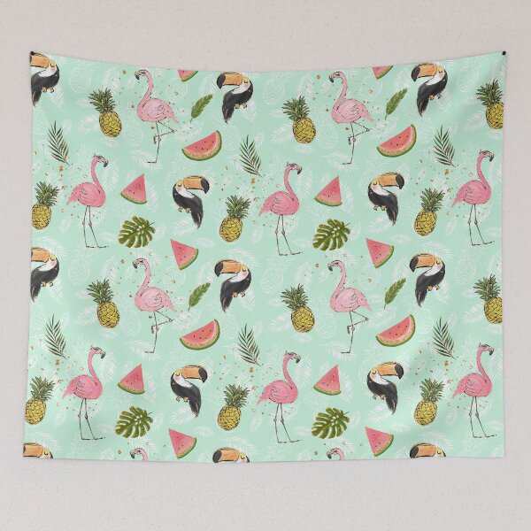 Item preview, Flamingo Summer Birds & Fruits designed and sold by Rainbows Galore.