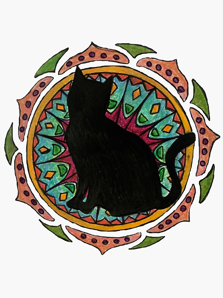 "Black Cat Mandala " Sticker for Sale by charliecross | Redbubble