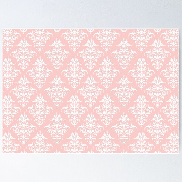 Aperçu de l'œuvre Modèle damassé | Quartz rose et blanc | Couleur de l'année 2016 | Modèles vintage | Tendances couleurs | Couleurs de mode | Monochromes | créée et vendue par EclecticAtHeart.