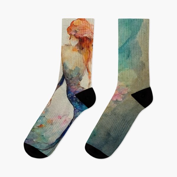 Item preview, mermaid watercolor floral art designed and sold by WeirdStation.