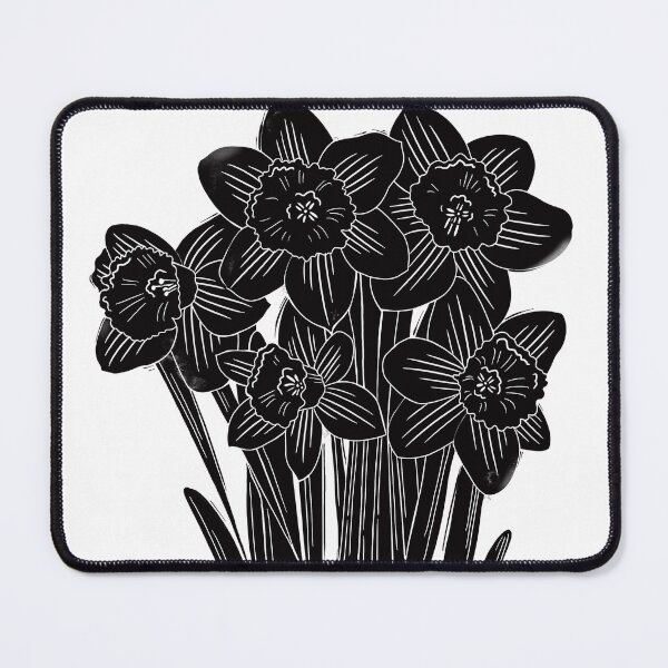 Item preview, Daffodils Black & White Linocut Print designed and sold by Adam Regester.