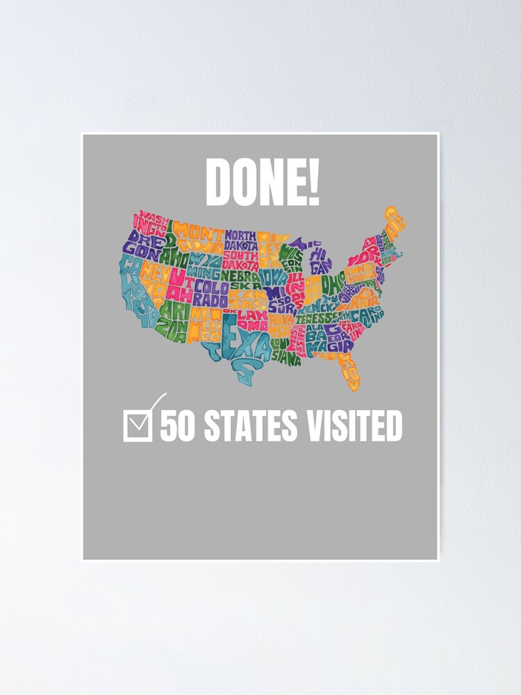 quot Done all 50 states visited united - Fposter,small,wall Texture,product,750x1000 