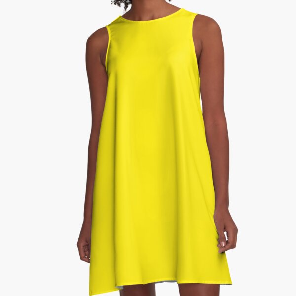 Yellow | Bright Yellow | Solid Color |  A-Line Dress