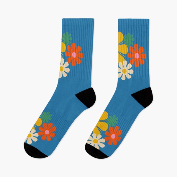 Item preview, Flower Locus Retro Colorful Floral Pattern Blue Mustard Pink Orange Green designed and sold by kierkegaard.