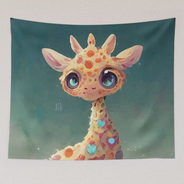 Item preview, kawaii little giraffe staring at designed and sold by WeirdStation.