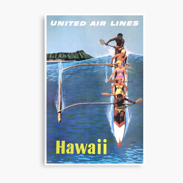 1953 United Airlines Hawaii Travel Poster Metal Print