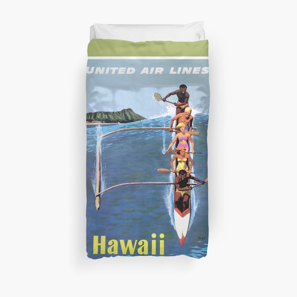 1953 United Airlines Hawaii Travel Poster Duvet Cover