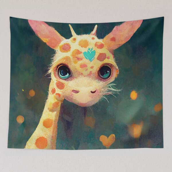 Item preview, kawaii little giraffe staring at designed and sold by WeirdStation.