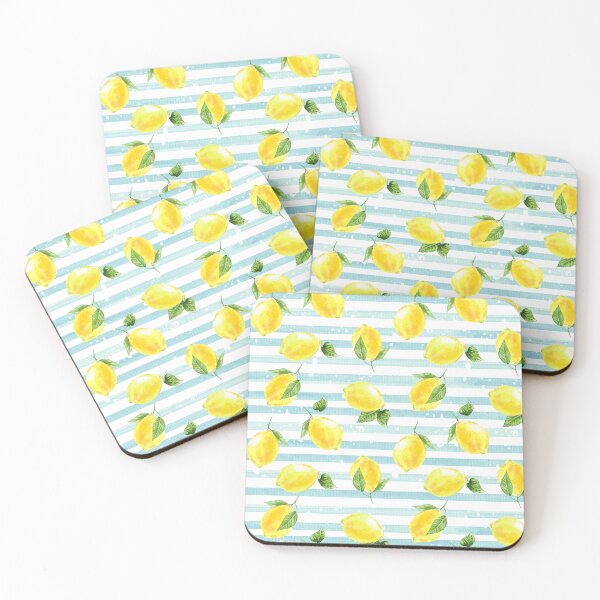 Item preview, Lemons on Baby Blue Stripes designed and sold by junkydotcom.