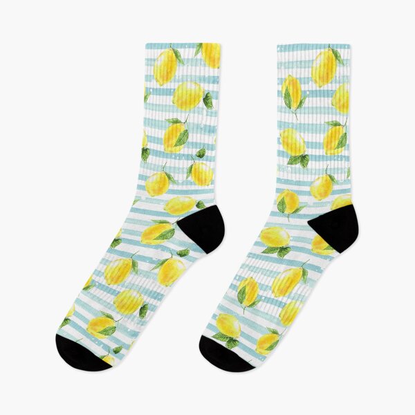 Artikelvorschau, Zitronen auf Baby Blue Stripes entworfen und verkauft von junkydotcom.