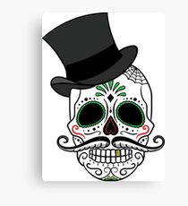 Day of the Dead Sugar Skull with Tophat Canvas Print