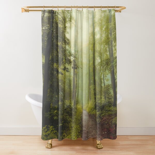 Woodsy Decor Lonely Tree Fall Black Branch Abstract Leaves Ombre Shower  Curtain 