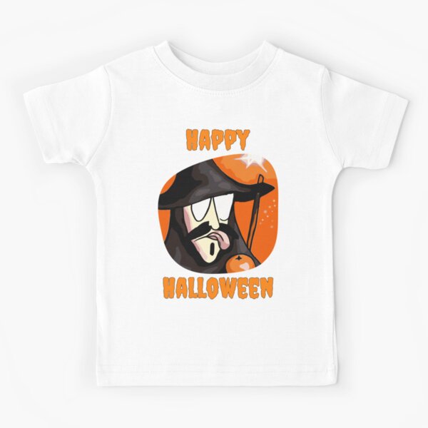 Halloween Wizard - Orange - Scary Wizard Kids T-Shirtundefined by LV-creator