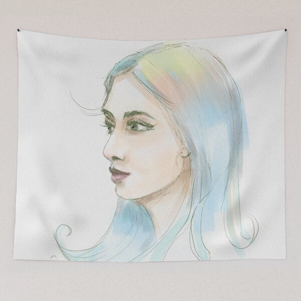 Item preview, "Thoughtful" - Portrait Sketch in pencil and watercolor designed and sold by VarnaChitra.