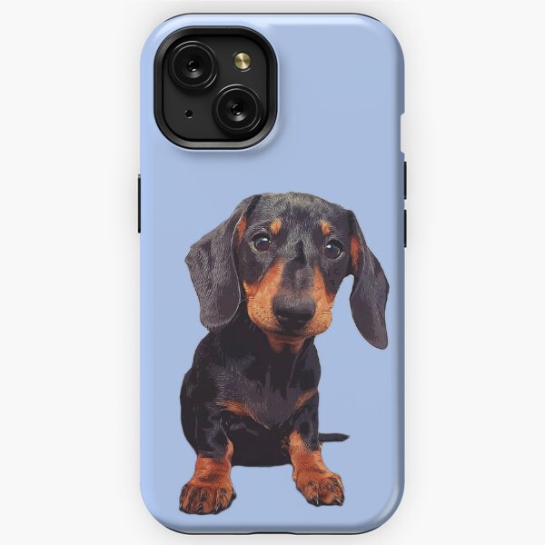 Carcasa para iPhone SE (2020), 7 y 8, diseño de perro salchicha, color  negro y marrón