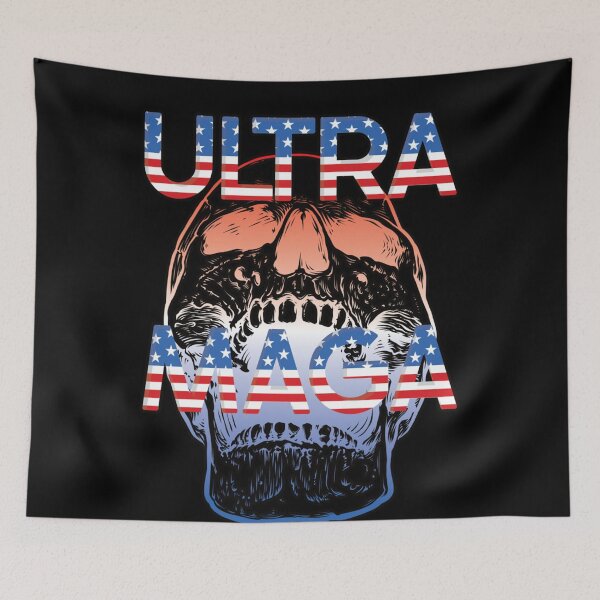 Item preview, ULTRA MAGA 3 Red White & Blue Skull-Republican Politics Essential T-Shirt designed and sold by MatthijsKuij.