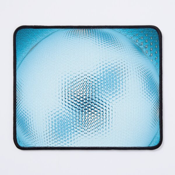 Aperçu de l'œuvre mosaïque texturée métallique bleu acier inoxydable brillant sur une sphère parfaite créée et vendue par mister-john.