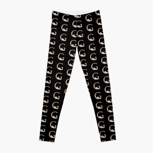 GG Monogram Style Knit Glitter Leggings Colors: Black with Gold, White with  Red, Grey with Red GG mon…