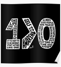 One is bigger than Zero (white) Poster