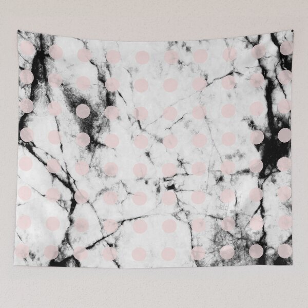 Item preview, White Marble Concrete Texture Blush Pink Polka Dots designed and sold by 5mmpaper.
