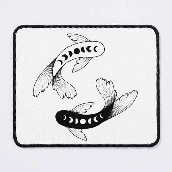Artikelvorschau, Koi ying yang moon phase fish illustration in tattoo style entworfen und verkauft von CrunchyCableStudio.
