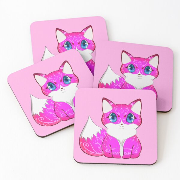 Item preview, Kawaii Pink Fox with Blue Eyes and White Markings designed and sold by With Love, InspireMari.