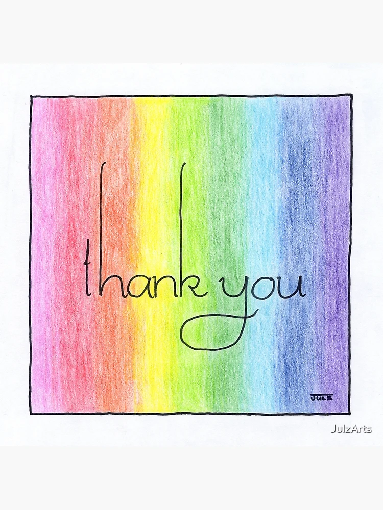 Thank You in Rainbow Colored Pencil Art Board Print for Sale by