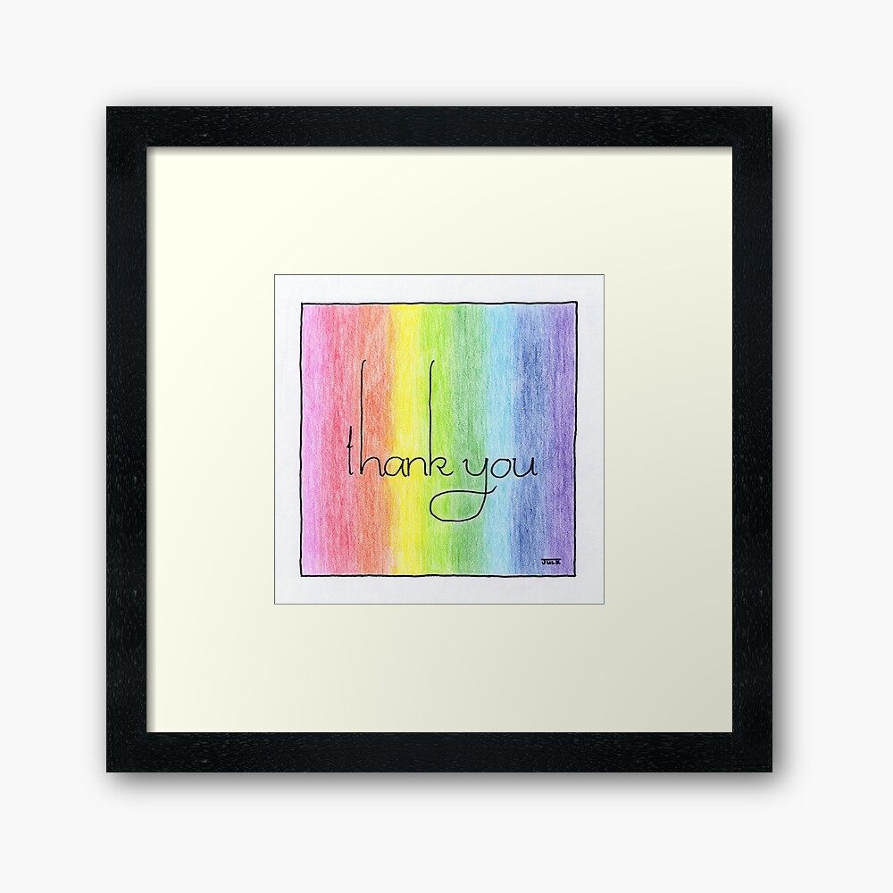 Thank You in Rainbow Colored Pencil Art Board Print for Sale by