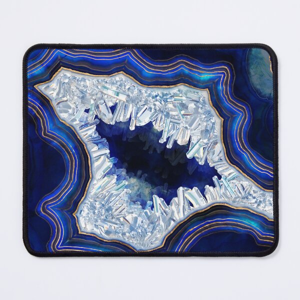 Item preview, Dark Blue Geode Crystals and Gold Digital Art designed and sold by k9printart.