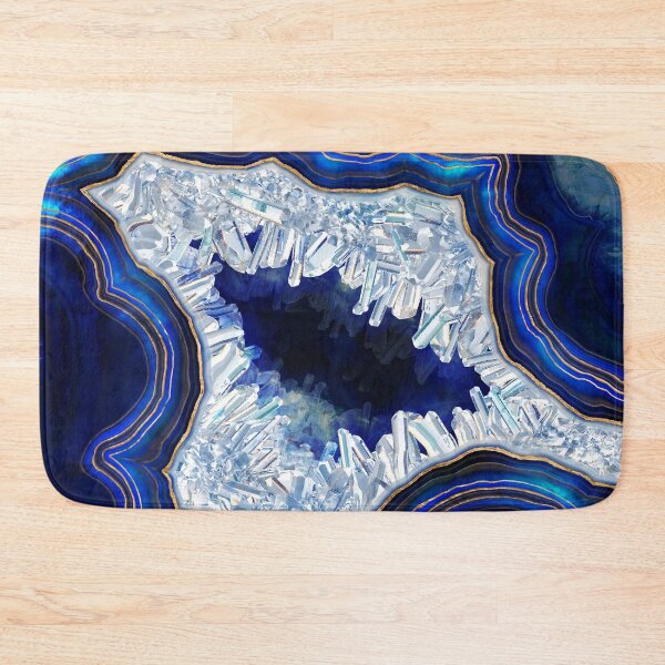 Item preview, Dark Blue Geode Crystals and Gold Digital Art designed and sold by k9printart.
