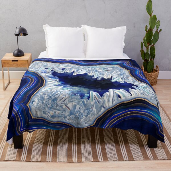 Item preview, Dark Blue Geode Crystals and Gold Digital Art designed and sold by k9printart.