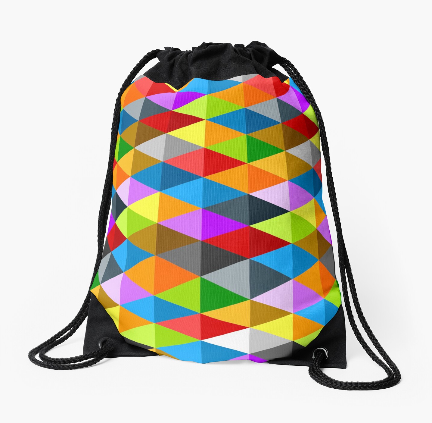 "Modern bright funky colorful triangles pattern" Drawstring Bags by