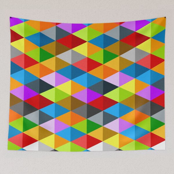 Item preview, Moderno brillante funky colorido triángulos patrón geométrico retro fresco divertido amarillo rojo rosa azul verde designed and sold by PLdesign.