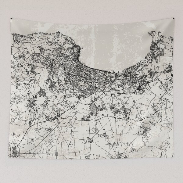 Item preview, Algeria, Algiers - black and white city map designed and sold by cozyspirit.