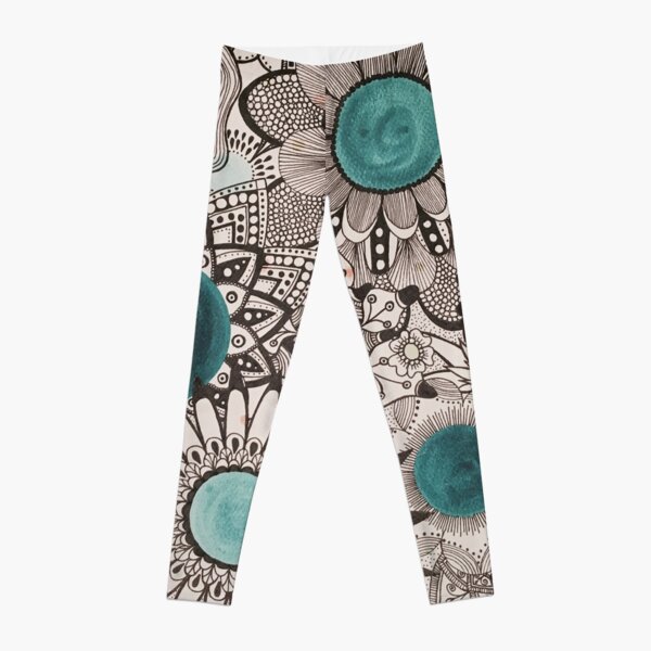 Aqua Flowers Leggings