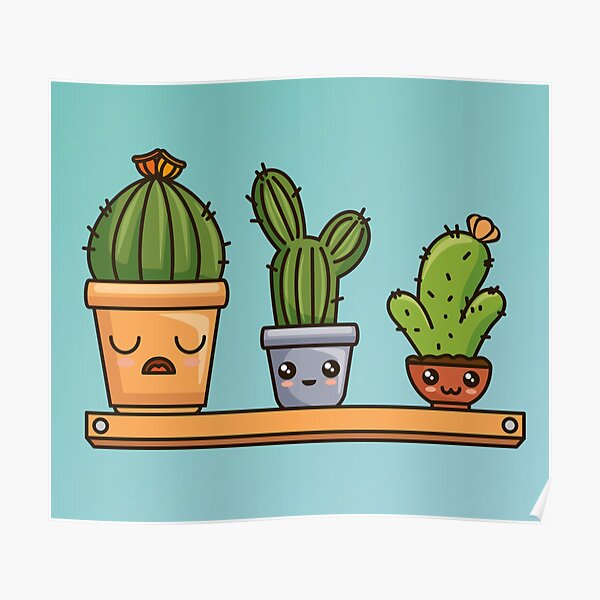 cute kawaii cactus and succulent cartoon