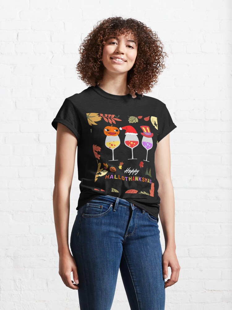 Disover Happy Hallothanksmas Wine Classic T-Shirt